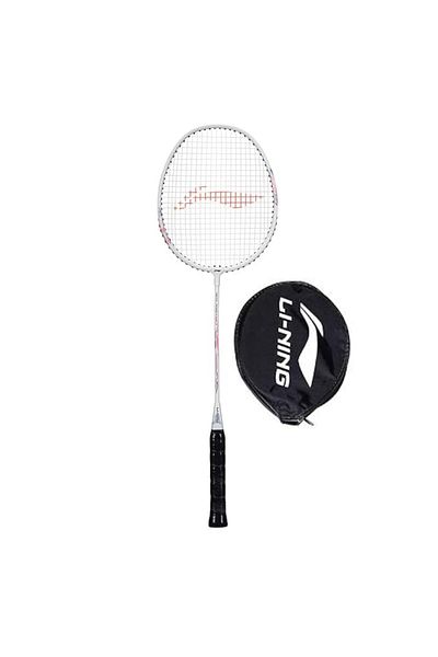 Li-Ning مضرب تنس الريشة ميجا باور، 5 أوتار، مصنوع من الألومنيوم، مع غطاء للرأس، (أبيض/برتقالي)