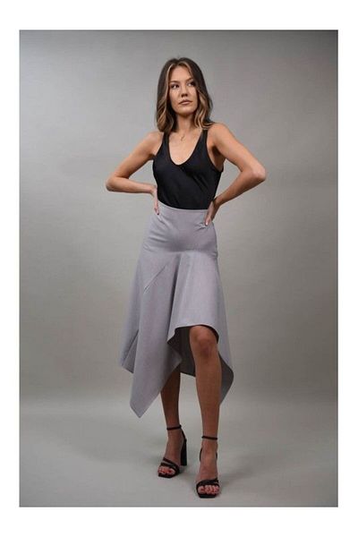 LUMİNA LONG ASYMMETRICAL SKIRT CHIARA S Grey