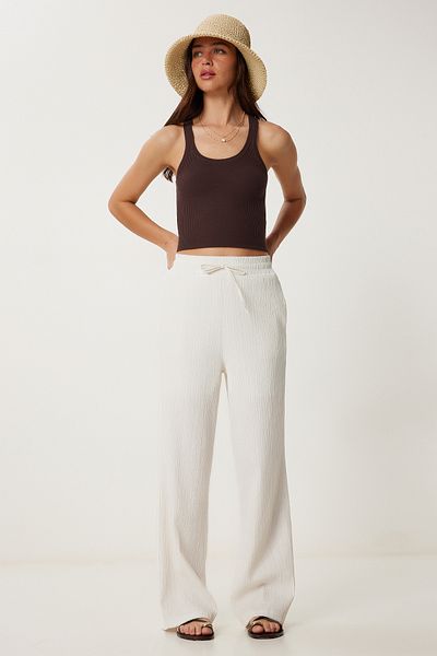 Lovelyİstanbul Shorts Lined Summer Viscose Pants Bone Ldp0054