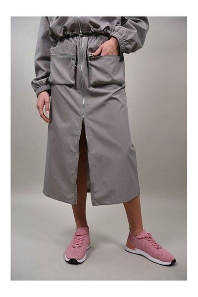 LUMİNA Positano Zippered Skirt with Patch Pockets S-m Grey
