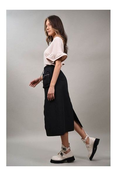 LUMİNA POSITANO ZIPPER SKIRT WITH APPLIQUE POCKETS Black M-L