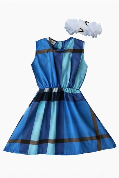 Parla Kids 0015 - Rochie în carouri albastru bleumarin pentru fete