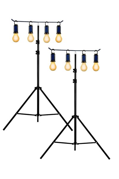 Rechargeable LED Bulb Set of 8 Garden Lighting, 2 Meter Stand, Solar Powered, 3 Modes, Waterproof