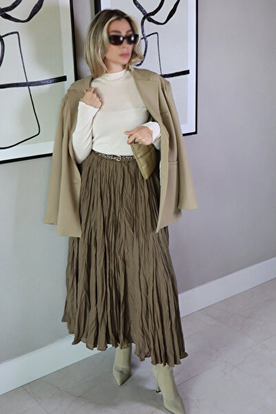 Loop İnce Triko Dik Yaka Bluz - Krem