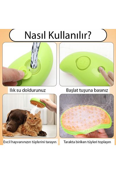 omilife Cat and Dog Washing Brush Comb with Steam Silicone Tip Massage Effect Deep for Pets