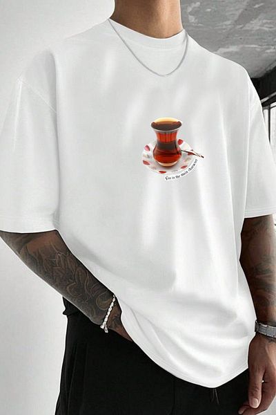 NO 601 Tricou pentru bărbați cu ceai alb este personajul principal imprimat Trend Loose Fit