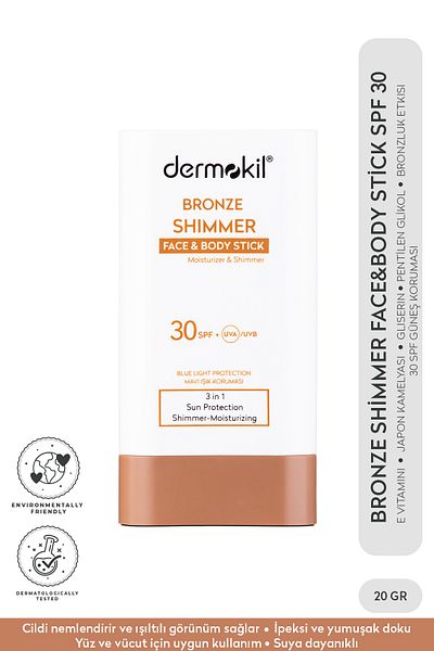 Dermokil Bronze Shimmer Face&Body Stick Spf 30 Stick Sunscreen with Bronzing Effect