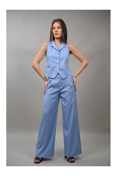 LUMİNA PANTALONI STIL MINIMALIST CU FIR METALIZAT COMO S Baby Blue