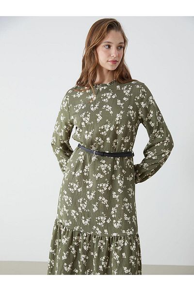 LC Waikiki Rochie modestă pentru femei, cu guler în picioare, florală (S5)