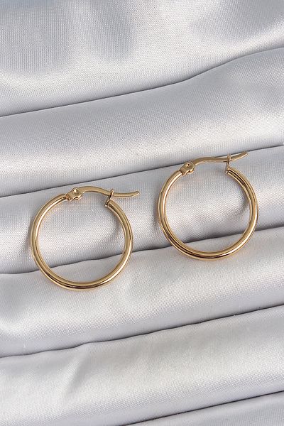 Skygo 316 Steel Gold Color 22mm Women's Hoop Model Women's Earrings - Tj-Bkp10507