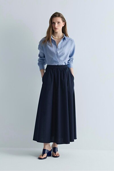 Suud Collection Navy Blue Lara Flared Skirt