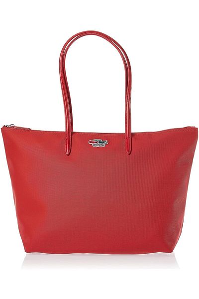 Lacoste Large Zip Tote Handbag for Women L.12.12, Red, One Size