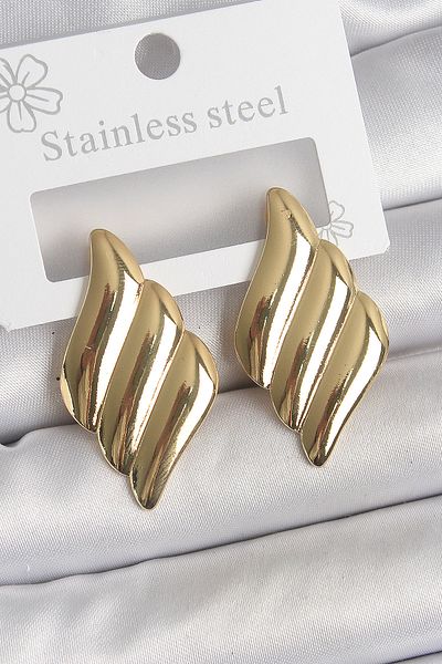 Skygo 316 Steel Gold Color Wave Model Women's Earrings - Tj-Bkp10519