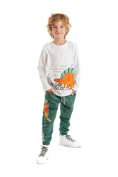 Denokids Σετ παντελόνι με μακρυμάνικο μπλουζάκι Stegosaurus Boy