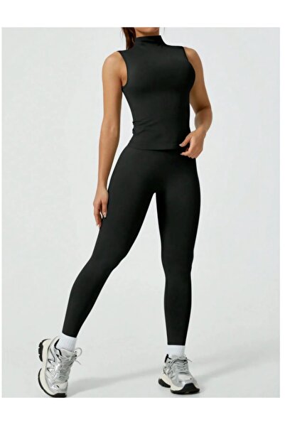 MODANZA SPOR DİK YAKA BODY TAYT ZEBRA GÖLGELİ TAYT TAKIM -MODANZA002