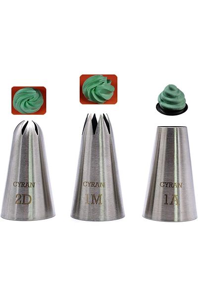CYRAN Set of 3 CYRAN pastry nozzles, stainless steel, silver, 25 mm