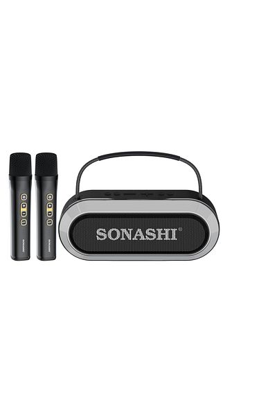 sonashi مكبر صوت بلوتوث قابل لإعادة الشحن مع إضاءة RGB وميكروفونين لاسلكيين