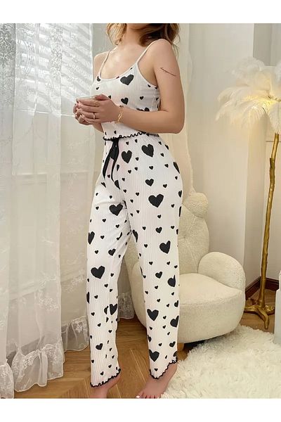 ELİTOL Reported Viscose Thin Strap Pajama Suit