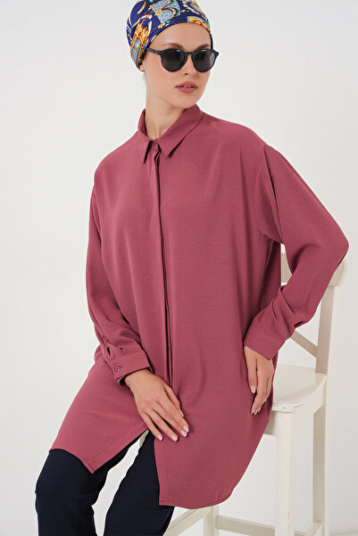 Bigdart Kadın Uzun Gömlek Tunik 5945 - Gül Kurusu
