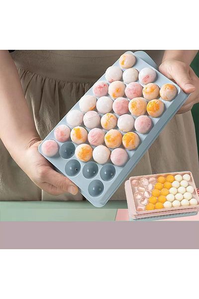 Totken Set of 2 Totken ice trays, silicone, blue/pink, 24.8 x 14.4 x 3.3 cm