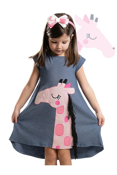 Denokids Rochie de fetita girafa roz+bandita