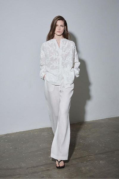 Suud Collection Λευκό πουκάμισο Lilian Floral Voile