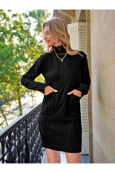 SYM Rochie de tricot midi cu motiv de lână Loren