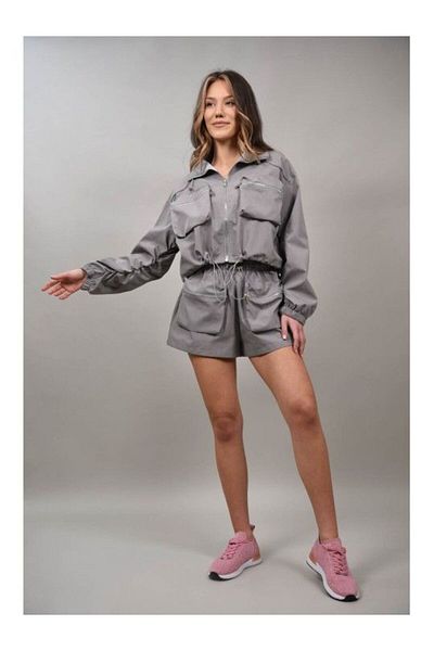 LUMİNA Crop Jacket With Drawstring And Patch Pockets Positano S-m Grey