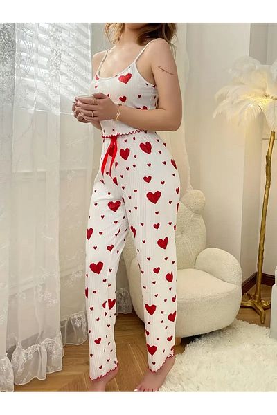 ELİTOL Reported Viscose Thin Strap Pajama Suit