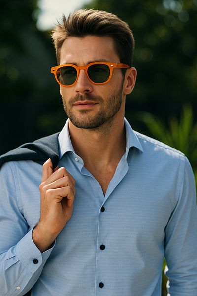 Daniel Klein Men's Sunglasses – Orange Frame, Polarized, Uv400, with Gift Box