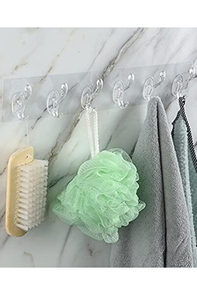 omilife Self Adhesive 5 Hooks Transparent Hanger Bathroom and Kitchen Wall Organizer