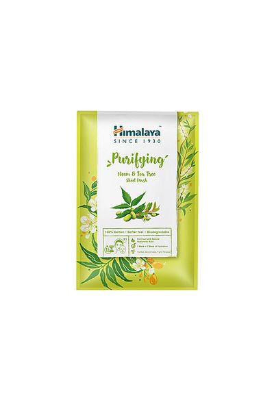 Himalaya Purifying Neem & Tea Tree Sheet Mask – 30 ml | Anti-Acne, Oil-Control Herbal Face Mask