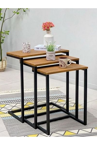 private house Set of 3 wooden serving tables