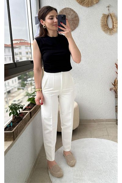 TUNAM BUTİK Flat Carrot Model Fabric Pants