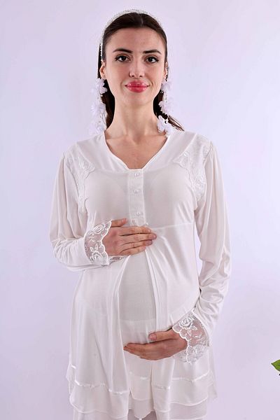 ByLohusa Effortt Ecru Maternity Maternity Pajama Set