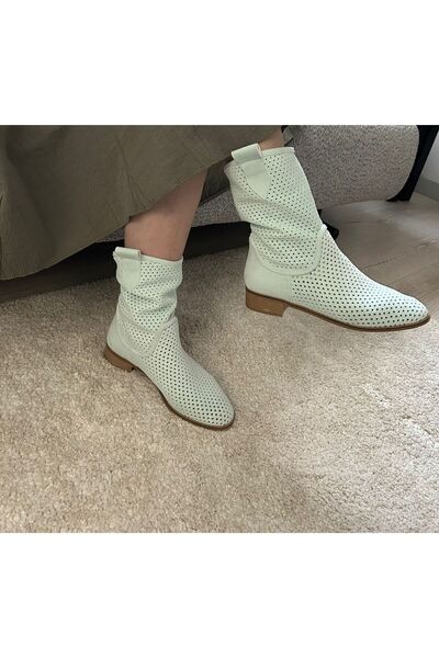 POTEEN Ptc Devine Γυναικείες καστόρινες καλοκαιρινές μπότες με κοντό τακούνι με κούφια