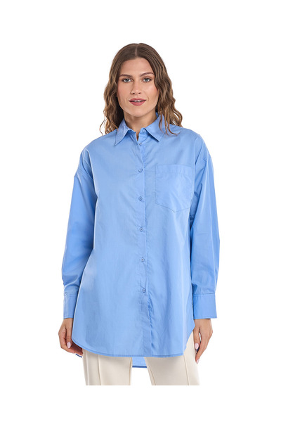 R&B قميص تونيك سادة بأكمام طويلة