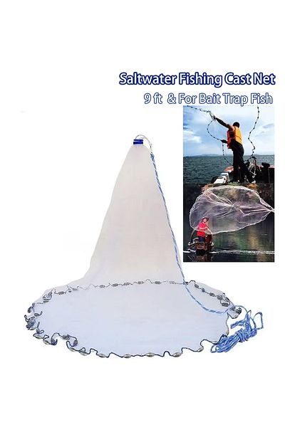 Choice 9ft Radius American Saltwater Fishing Cast Net For Bait Trap Fish 9ft Radius Casting