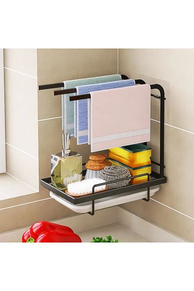 Un Multifunctional Towel Rack No Drilling Wall Mount Gold