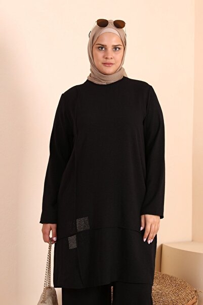 Ferace Women's Hijab Suit Large Size 2 Piece Set Hijab Combination Black