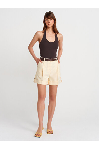 Dilvin 21052 Halter Yaka Top-Koyu Kahve