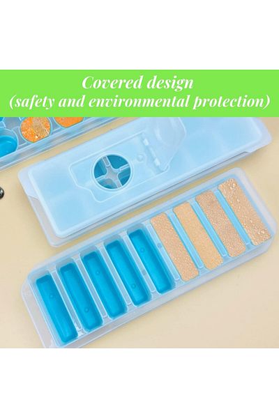 Crethink Set of 2 Crethink ice cube trays with lids, silicone/plastic, white/green, 26.5 x 9 x 1 cm