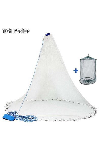 Choice 10ft Radius American Saltwater Fishing Cast Net For Bait Trap Fish 10ft Radius Casting