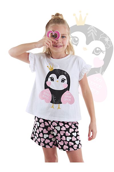 Denokids Σετ σορτς καλοκαιρινό μπλουζάκι Heart Owl Girl
