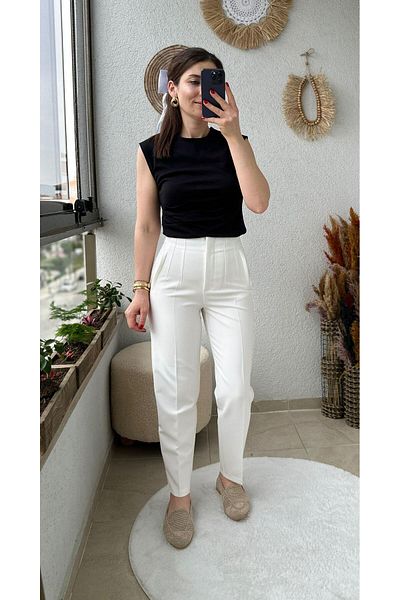TUNAM BUTİK Flat Carrot Model Fabric Pants