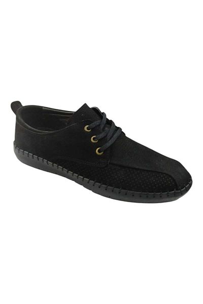 HON'S Pantofi pentru bărbați din piele naturală nubuck cu șireturi cu talpă neagră