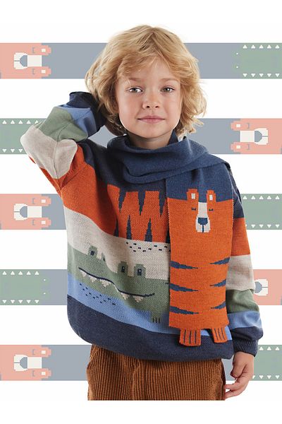 Denokids Boy's Scarf - Tiger Crocodile