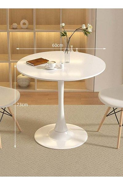 Taimi Round Dining Table Elegant Plastic 60x60x73Cm Coffee Table for Living Room, Dining Room, White