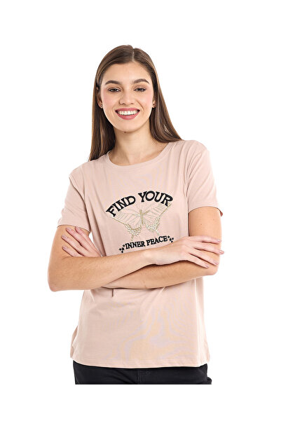 R&B تي شيرت مطرز برقبة دائرية وأكمام قصيرة