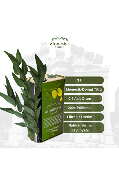 Afrodisias Gurme Doğal Sızma Zeytinyağı 3 Lt Filtresiz Üretim Yüksek Polifenollü